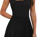 NIASHOT Women's Athletic Dress Mini U Neck Sleeveless Built in Shorts with Pockets Tennis Golf Graduation (Black, M)