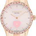 COACH Brooks Women's Automatic Watch - 38mm Stainless Steel Bracelet with Crystal-Set Bezel - Self-Winding - Premium Everyday Fashion - Gift for Her (Rose Gold-Pink Heart)