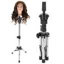Silver Wig Stand - Adjustable Hairdressing Mannequin Head Tripod, Salon Training Head Rack Holder (Wig Not Included)