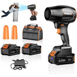 KOMAX Leaf Blower Cordless,580000RPM Ergonomics Handheld with 2 x 4.0Ah Digital Display Battery and Charger,6-Variable Speed,Turbo Jet Blower for Patio Cleaning,Lawn Care,Leaves and Water