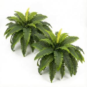 Artificial Ferns for Outdoors, Bouquets 33" Diam Large Fake Ferns 37 Fronds Faux Boston Fern Bush Plant for Indoors Home Garden Porch Windowsill Entrance Farmhouse Décor