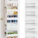 SpaceAid 1 Pack Over The Door Organizer with 5 Large Pockets and 10 Mesh Side Pockets, 5 Layers Door Organizer Hanging with Clear Window for Bedroom, Bathroom, Pantry and Nursery, White
