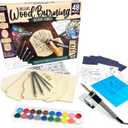 ArtSkills Wood Burning Kit for Beginners, Deluxe Pyrography Wood Engraving Art Set with Burner Pen, Stencils, Watercolor Paints, DIY Tools for Adults and Kids, 48 Pieces