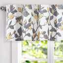 jinchan Gray Blackout Valance Floral Curtain for Kitchen Living Room Vintage Country Farmhouse Valance Damask Medallion Printed Window Treatment Rod Pocket 1 Panel 16 Inch Grey