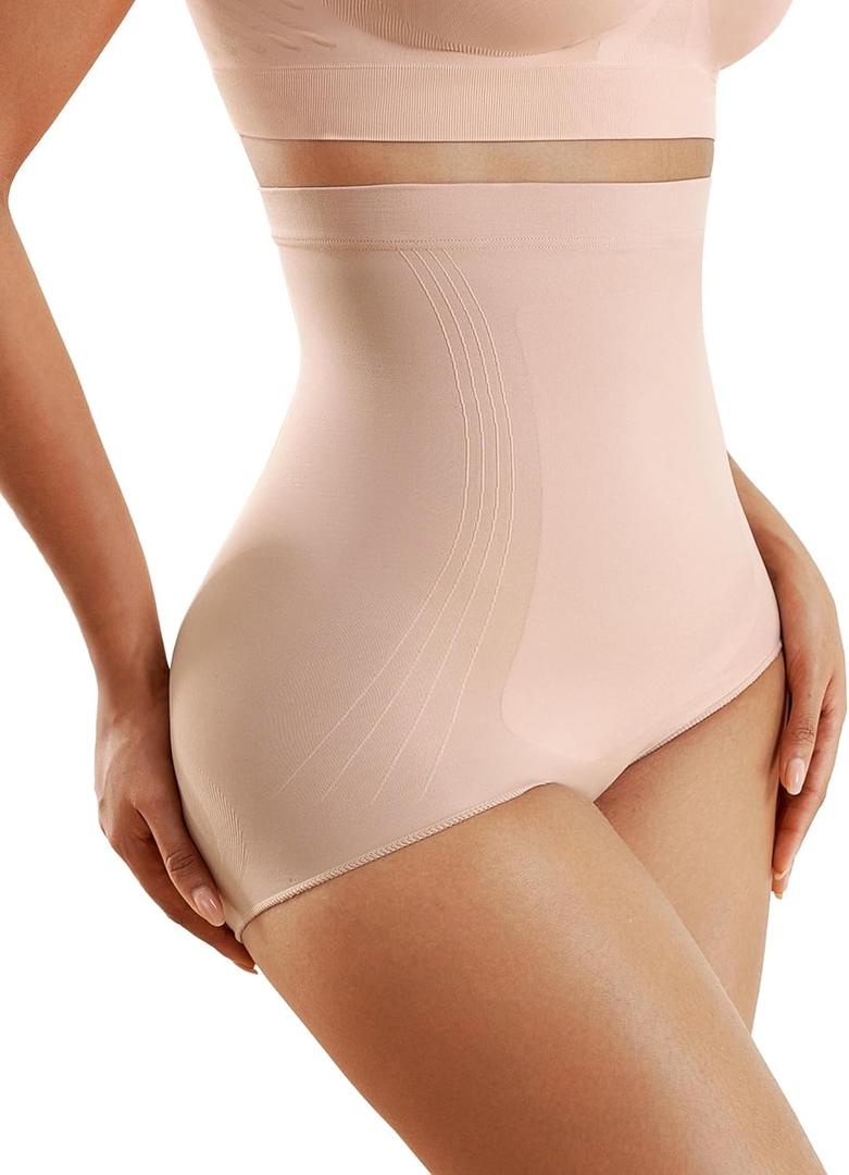 Momcozy Tummy Control Shapewear Panties, High-Waist Body Shaper, Seamless Shaping Underwear for Postpartum & Daily Dress (Medium, Nude)
