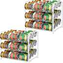 BTY Can Organizer for Pantry Stackable Can Rack Organizer 2 Pack Stacking Can Storage Dispensers 3 Tier Small Space Holds up to 36 Cans for Pantry, Kitchen, Cabinet White