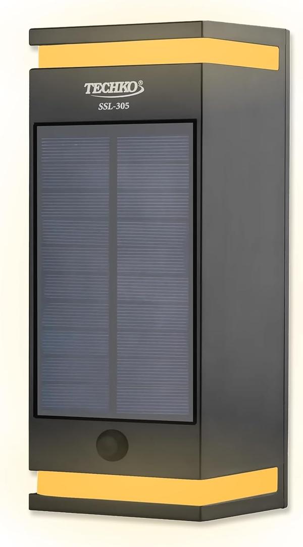 Techko Outdoor Solar Wall Light Bi-Directional Modern Contemporary Design Sconce, Waterproof IP65, 12+ Hours of Battery [1-Pack]