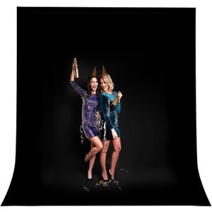 10x20ft Black Backdrop for Photography, Dual-Size Dual-Pocket Design Photo Booth Background for Portrait Photoshoot, Party and Video with Both Options of 10 feet and 20 feet in Width