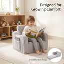 MOMCAYWEX Kids Sofa, 2-in-1 Flip-Out Foam Couch with Soft Sherpa Cover, Cozy Play Lounge Chair, Grey