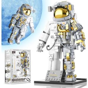 Space Astronaut Building Block for Boy 12+, Astronaut Building Block Set Flexible Space Explorer Toy with Display Stand, Cool Spaceman Building Set for Adults, 966Pcs