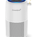 Air Purifier for Home Bedroom, AromaRoom H13 HEPA Air Filter For Smoke Pollen Dander Hair Smell Air Cleaner, 3in1 Filter with Sleep Mode, Quiet Air Cleaner For Pets, Home, Baby Room (White)