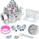 12-804 Adjustable Fuel Pressure Regulator with Gauge, Compatible with Holley and Edelbrock Carburetors, 1-4 PSI, 3/8" NPT, 1-in 2-Out