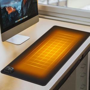 Heated Desk Pad for Mouse Mat with 3 Levels Heating & 4 Hours Auto Shut-Off, 31.5 x 13 inch Heated Desk Mat, 85W Quickly Warm Mousepad (Black)