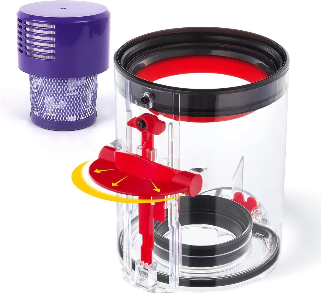 Upgraded Dust Bin Compatible with Dyson V10 Vacuum Cleaner Canister, Small Bin Replacement Compatible with Dyson V10 Part No.969509-02 with HEPA Filter