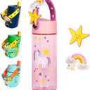 Elemental Water Bottles for Kids - Splash Kids Water Bottle for School with Fun Charm Handle - BPA Free Tritan Plastic Bottle with Straw Leak Proof When Spout is Closed - 18oz - Unicorn Dream