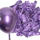 30PCS Metallic Chrome Balloons, 10 Inch Round Latex Birthday Balloons for Party Wedding Engagement Graduation Decorations, Purple