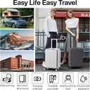 mixi Carry On Luggage with Cup Phone Holder and Charger Hard Shell Suitcases with Spinner Wheels,20 Inch Rock Gray