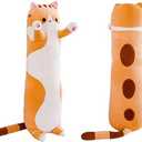shangman Lovely Plush Cat Doll Cute Cartoon Soft Stuffed Kitten Long Throw Sleeping Pillow Toy Gift for Kids Girlfriend Multiple Size (Brown,50cm/19.6in)