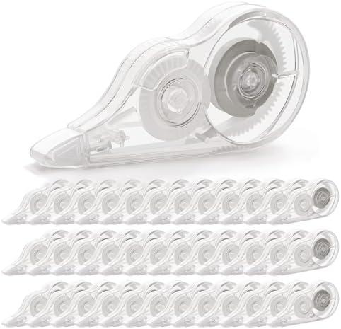 JEFURE 36 Pcs Correction Tape, 236 Inch White Wrong Out Tear-Resistant Bulk, Instant Corrections Easy To Use Applicator for School, Office, Note Taking, Journal (Tape Width 0.2 in, Clear)