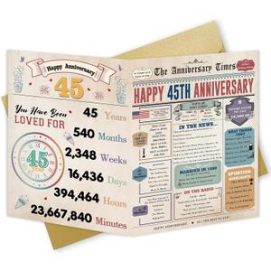Funny 45th Wedding Anniversary Card Gifts for Wife Husband, Romantic 45th Anniversary Card for Mom Dad, Sapphire Gifts for 45 Years Anniversary