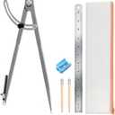 12 inch Compass for Geometry, Compass for Woodworking, Precision Woodworking Compass with Wing Divider and Pencil Holder, Large Compass for Geometry, Woodworking Compass, Drafting, Drawing Compass