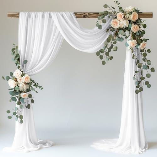 Wokceer White Wedding Arch Draping Fabric Backdrop 28.7" X 20FT Sheer Drapes Fabric for Wedding Arbor Ceremony Birthday Party