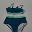 Adisputent Womens High Waisted Bikini Sets Sporty Crop Top Color Block Swimwear Bandeau Scoop Neck Vintage Two Piece Bathing Suits Large