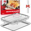 Air Fryer Basket for Oven, Air Fryer Basket and Stainless Steel Baking Tray Pant Oven Air Fryer Pan Rack for Cooking Baking Dishwasher and Broiling (15.3"x11") (15.3"x10.2" & 14.9"x11")