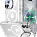 VOFATA [Upgraded Full Camera Protection] for iPhone 17 Case with Camera Cover Stand [Fit for MagSafe][10FT Mil-Grade Protection] Transparent Magnetic iPhone 17 Phone Case, Clear