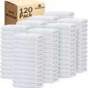 GOLD TEXTILES 120 Pack Economy White Washcloths Set (12x12 inches) - Cotton Blend Commercial Grade Cleaning Rags, Quick Drying & Soft Face Cloths, Fingertip Towels for Bathroom, Spa, Gym, and Kitchen