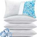 BETU Cooling Pillows Standard Size Set of 4, Shredded Memory Foam Bed Pillows, Adjustable Firm Support Cool Pillow for Neck Pain and Side Sleeping, White, Standard Size Pack of 4