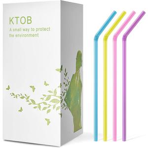 KTOB Biodegradable Flexible Drinking Straws - 200 Count 100% Plant-Based Compostable Colorful Eco Friendly Alternative to Disposable Plastic Straws (Assorterd Colors)