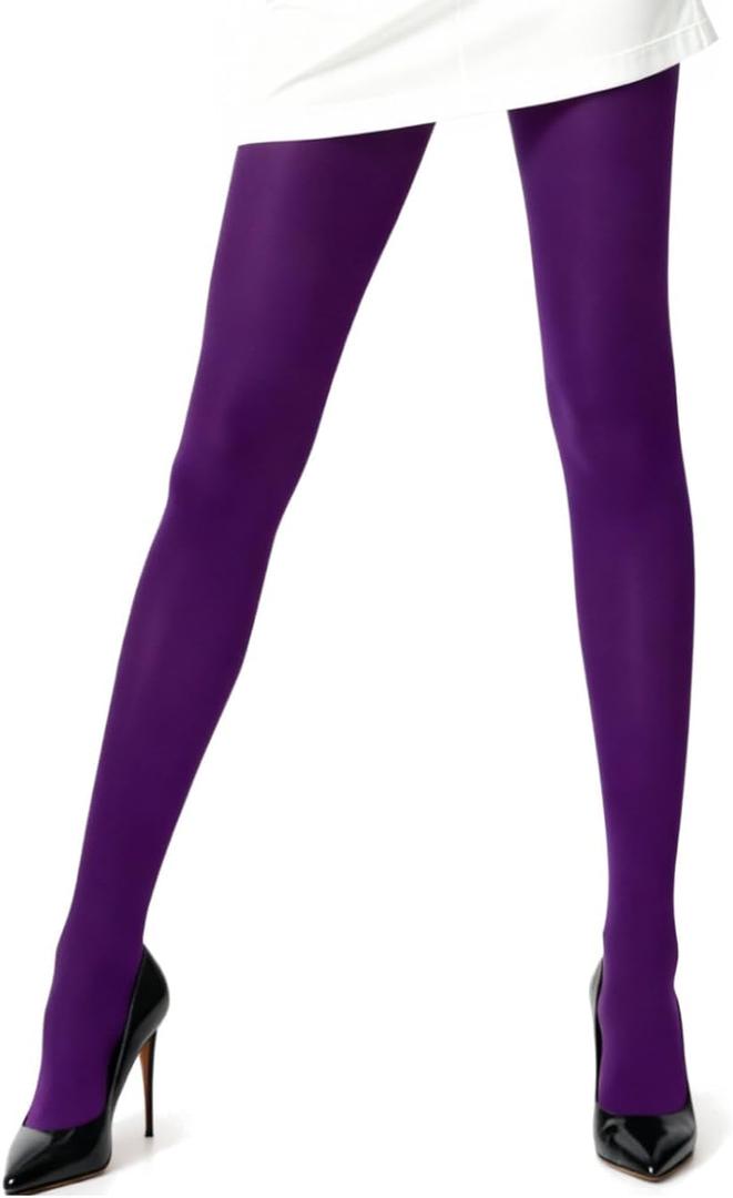 Mila Marutti Opaque Purple Tights for Women | Soft Microfiber Stockings Plum Color Pantyhose - Violet, S (Purple, S)