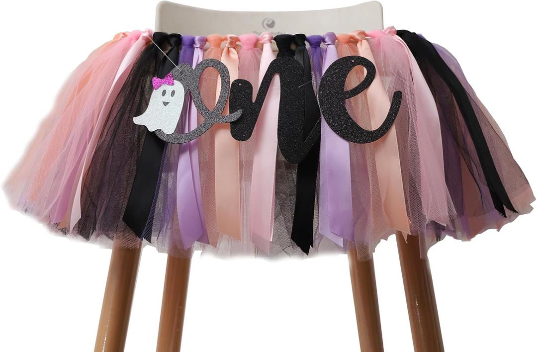 Halloween High Chair Banner for 1st Birthday - All Saints Party Supplies for Highchair Tutu Skirt, First One Pennant, Christian festival Birthday Decorations for Girls (All Saints)