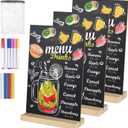 3 Packs 8 x 12 Inch Tabletop Chalkboard Sign With Wood Base - Double-Sided Message Boards Menu Stand for Kitchen, Wedding, Bar and Restaurant