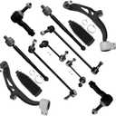 SCITOO 12pcs Suspension Kit Front Lower Control Arm And Ball Joint Outer Inner Tie Rod End w/Boot Sway Bar Link Replacement 2011-2019 for Ford Explorer 2013-2019 for Ford Police Interceptor Utility
