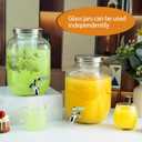 1 Gallon Glass Drink Dispensers for Parties, 2PACK Beverage Dispenser with Stand, Ice Cylinder and Stainless Steel Spigot 100% Leakproof, Beverage Dispenser for Lemonade Sun Tea