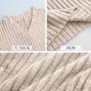 Long Sleeve Shirts for Women V Neck Loose Sweaters Casual Fall Tops Fashion Clothes 2025 (Beige, M)