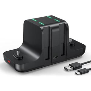 NEWDERY Controller Charger Dock for Nintendo Switch Pro Controller and Joy con, 6-in-1 Fast Charging Dock Station for Switch & OLED Model & Lite with Charging Indicator and Type C Charging Cable