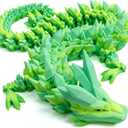 3D Printed Dragon - 24 inch Large Pearly Sheen Articulated Dragon Fidget Toy, Party Favors, Classroom Prizes, Surprise Gift for Birthday, Christmas, Figurine Decor(Summer Rainbow)