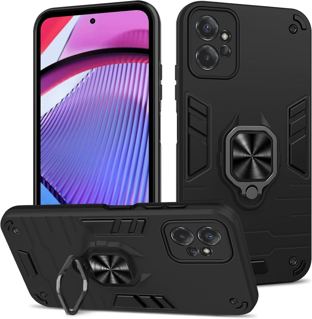 Case Compatible with Motorola Moto g Power 5g 2023, Shockproof Phone Case with Stand, Heavy Duty Personalised Case Cover Support Magnetic Car Holder, Black