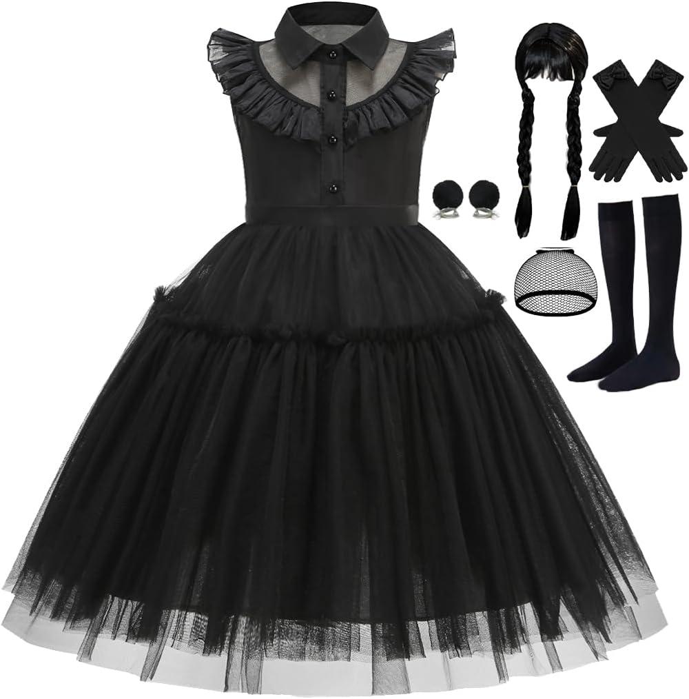 Princess Black Dress for Girls Halloween Carnival Christmas Cosplay Costume (7-8 Years)