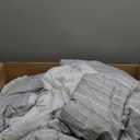 SLEEPBELLA Comforter Queen Size, 600 Thread Count Cotton White Printed with Purple Botanical Comforter Set,Down Alternative Bedding Set 3Pcs(Queen, Purple Botanical)