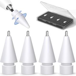 (4 Pack) Replacement Tips for Apple Pencil 2nd Generation and Pencil 1st Generation,Inesore Upgraded Apple Pencil Tips Accessories Compatible with Apple Pencil 2 Generation iPad Pro Pencil Nib