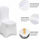 100 Pcs White Washable Removable Universal for Wedding Party Dining Banquet Polyester Spandex Stretch Slipcovers Chair Covers