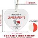 2 x Grandparents Gifts - First Time Grandparents Gifts for Grandma, Grandpa - Baby Pregnancy Announcement Ornament for New Grandma - Grandpa to Be Ornaments 2026 - Ceramic Christmas Ornament
