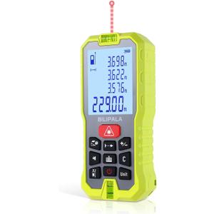 Laser Distance Measuring Tool, 70M/229ft Laser Measure, 2mm Accuracy Laser Distance Meters with Backlit LCD, Measuring Distance, Area, Volume, Pythagorean Mode for Indoor/Outdoor Use(Red Laser)