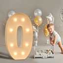 Imprsv 3FT Light Up Marquee Numbers for 50th Birthday Party Decorations, Mosaic Numbers for Balloons, Large Cardboard Number Zero Balloon Frame, Birthday Party Blocks