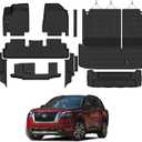 Floor Mats & Cargo Mat with Backrest Mat Custom for Nissan Pathfinder 2022-2025 2026 7&8 Seats, Door Sill Guards, All Weather TPE Full Set Floor Liners Trunk Mat for Pathfinder 2025 Accessories