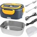 Electric Lunch Box 1.5L Food Heater, Portable 60W Food Warmer for Car and Home, with Detachable 304 Stainless Steel Container Fork and Spoon